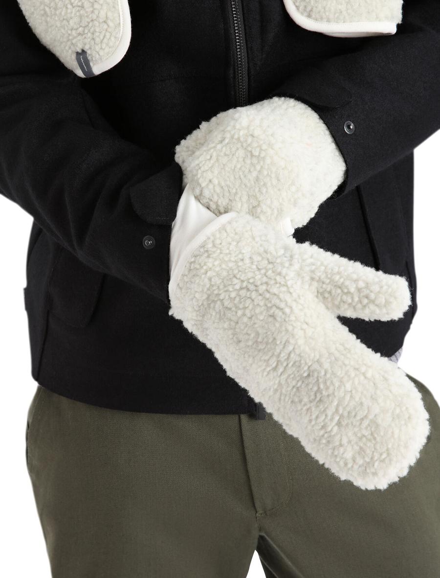 Rękawiczki Icebreaker Unisex RealFleece™ Merino High Pile Mittens Damskie Białe | PL 1452ZUTG